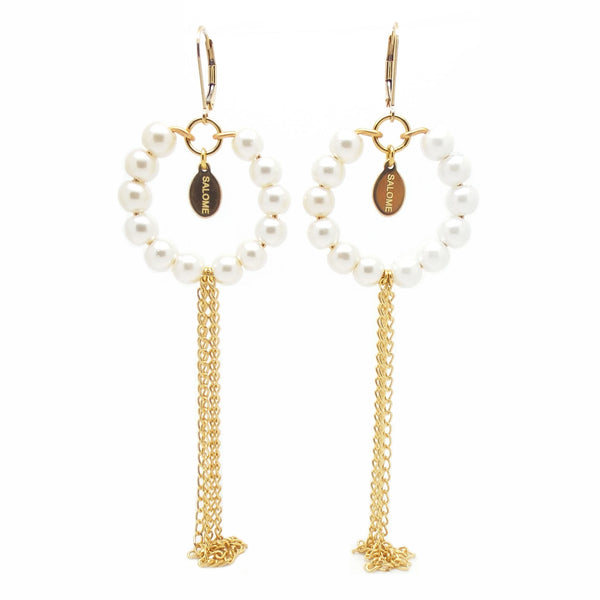 salome designs Tribal pearl fringe earrings