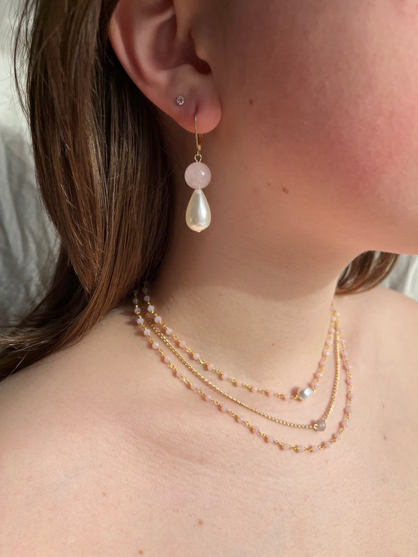 Salome Designs Valentina Rose Quartz & Pearl Earring