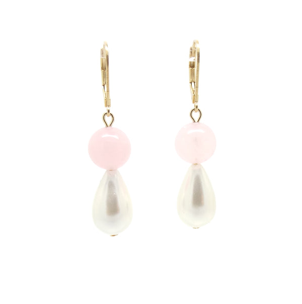 salome designs Valentina Rose Quartz & Pearl Earring