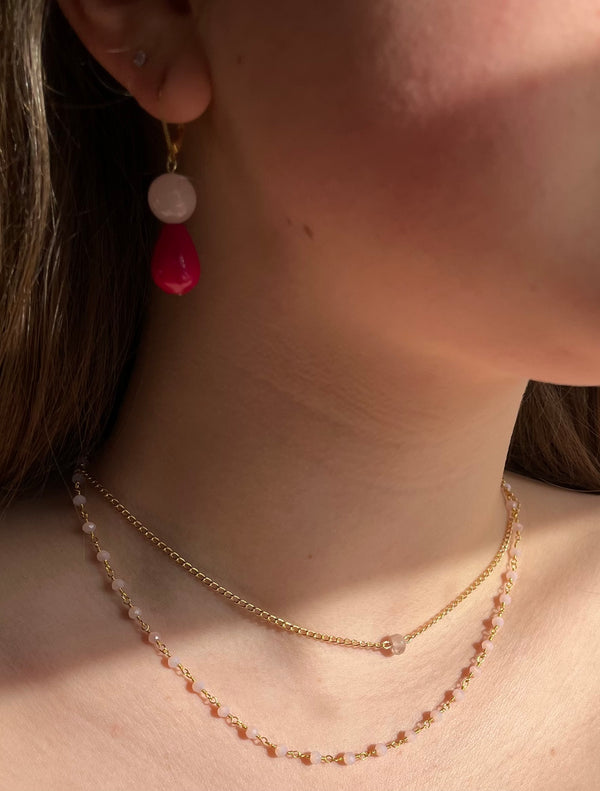 Salome Designs Valentina Candy Jade & Rose Quartz Earrings