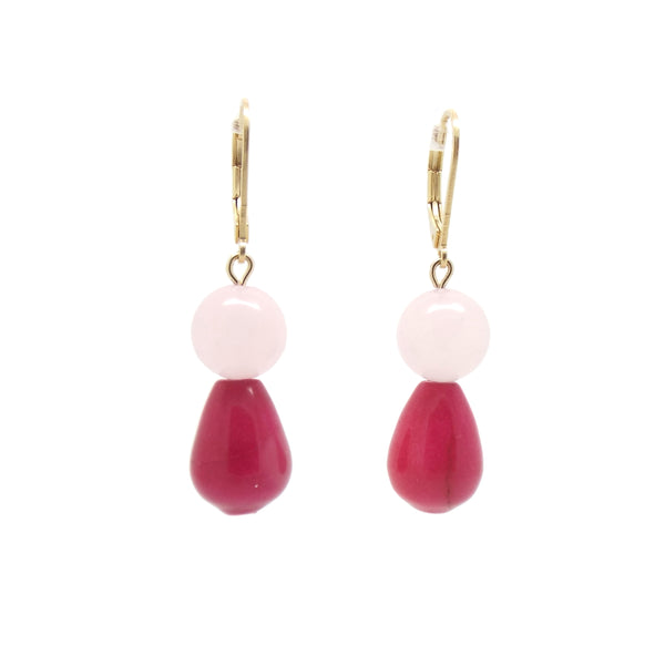 salome designs Valentina Candy Jade & Rose Quartz Earrings