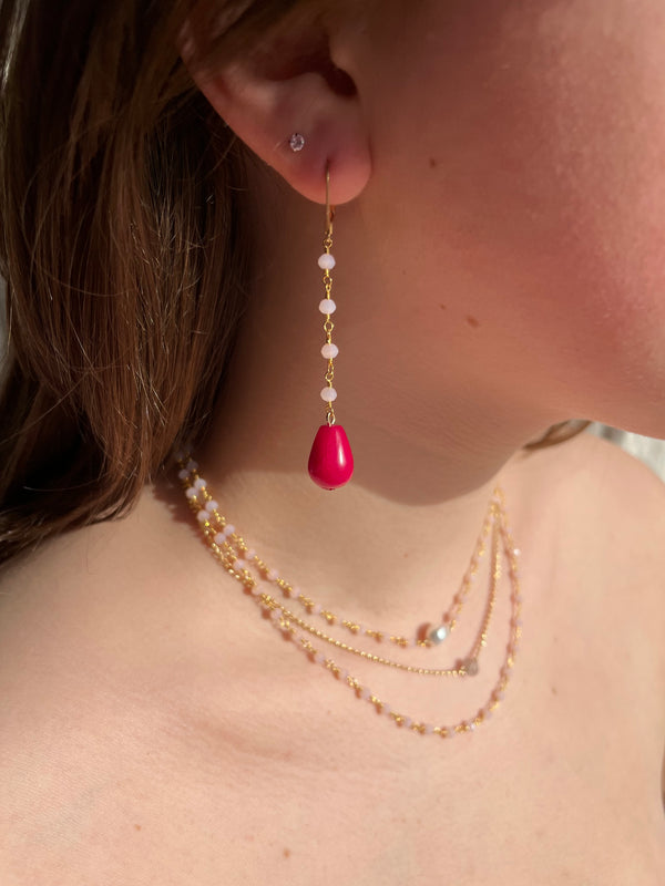 Salome Designs Valentina Rose Quartz & Candy Jade Swing Earrings