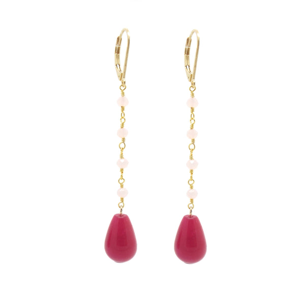 salome designs Valentina Rose Quartz & Candy Jade Swing Earrings