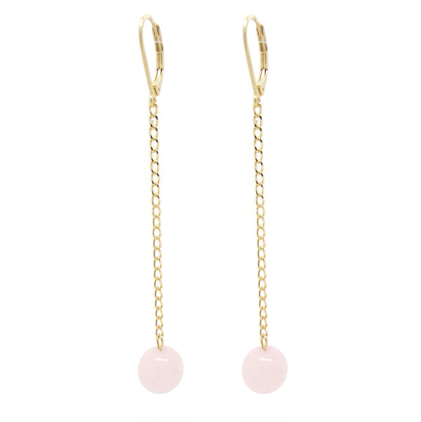 salome designs Valentina Rose Quartz Crystal Ball Earrings