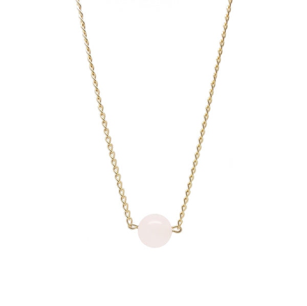 salome designs Valentina Rose Quartz Crystal Ball Necklace