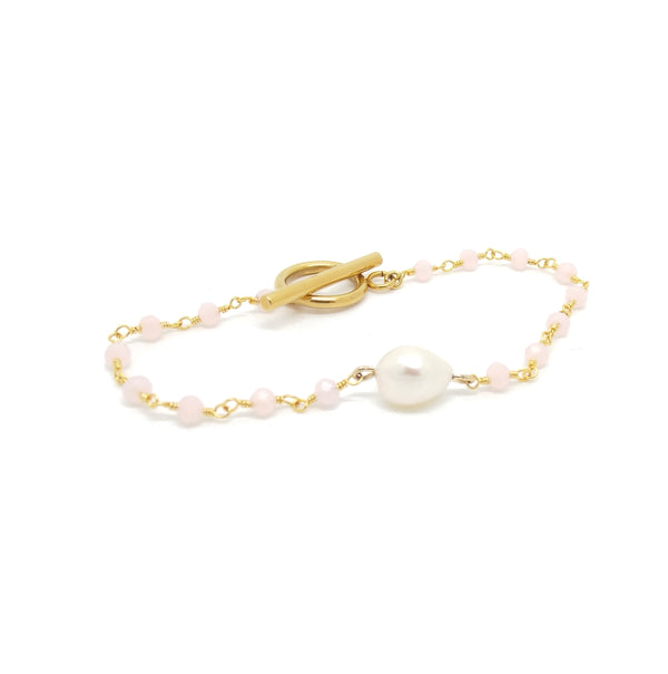 salome designs Valentina Rose Quartz & Pearl Bracelet