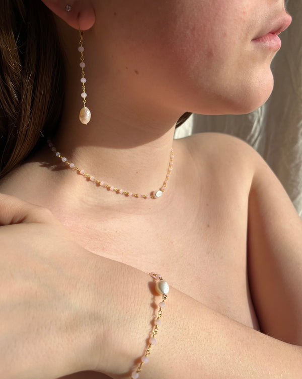 Salome Designs Valentina Rose Quartz & Pearl Earrings