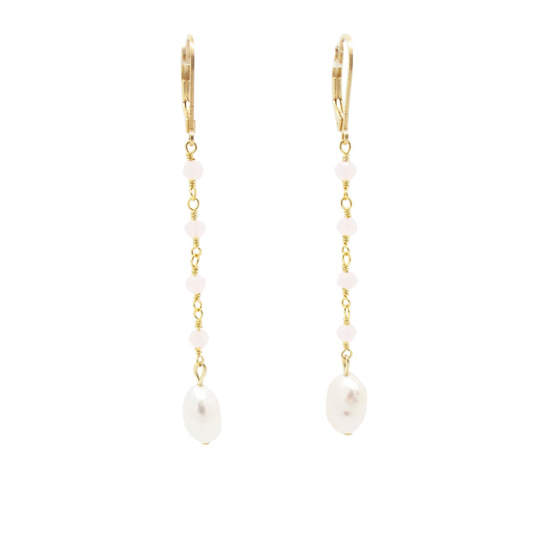 salome designs Valentina Rose Quartz & Pearl Earrings