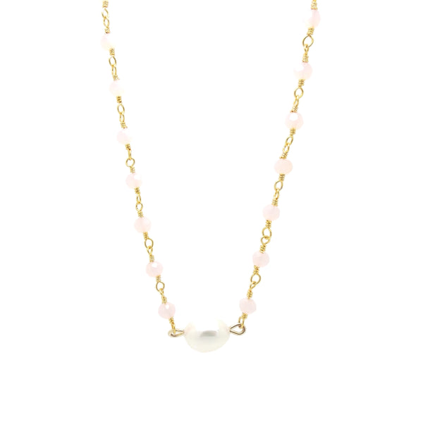 salome designs Valentina Rose Quartz & Pearl Necklace