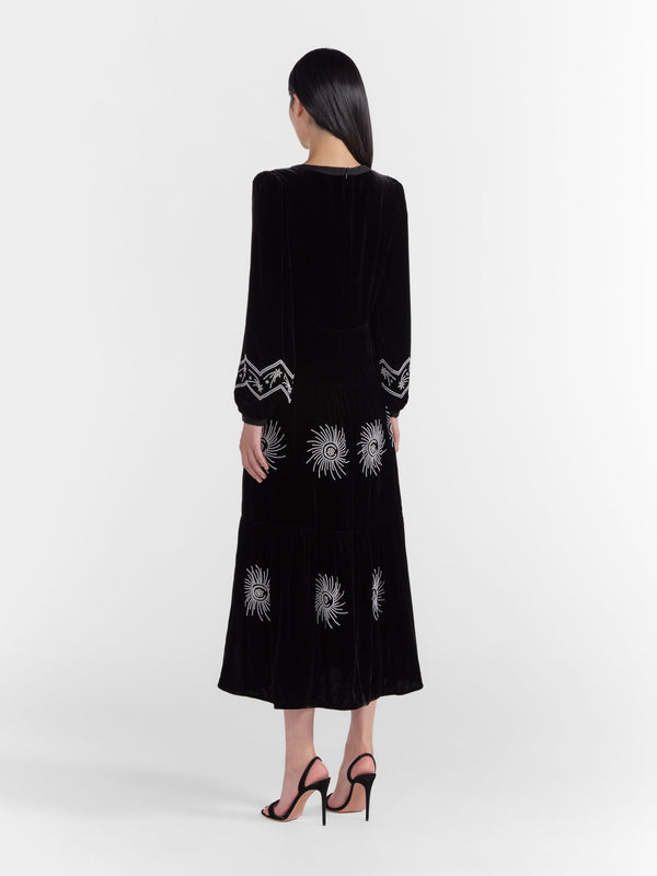 Saloni Camille B Embellished Pearl Stars Dress In Black