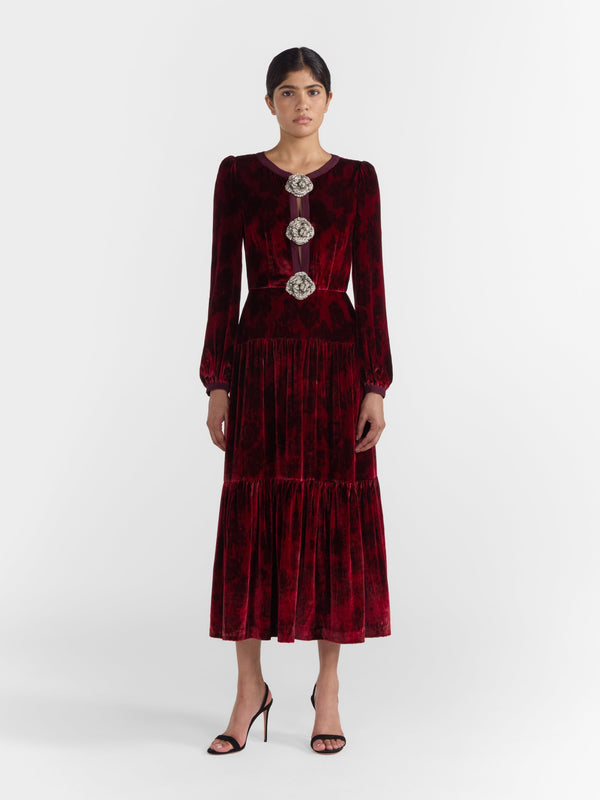 Saloni Camille Bows B Dress In Rosa Ruby Crystal Rose