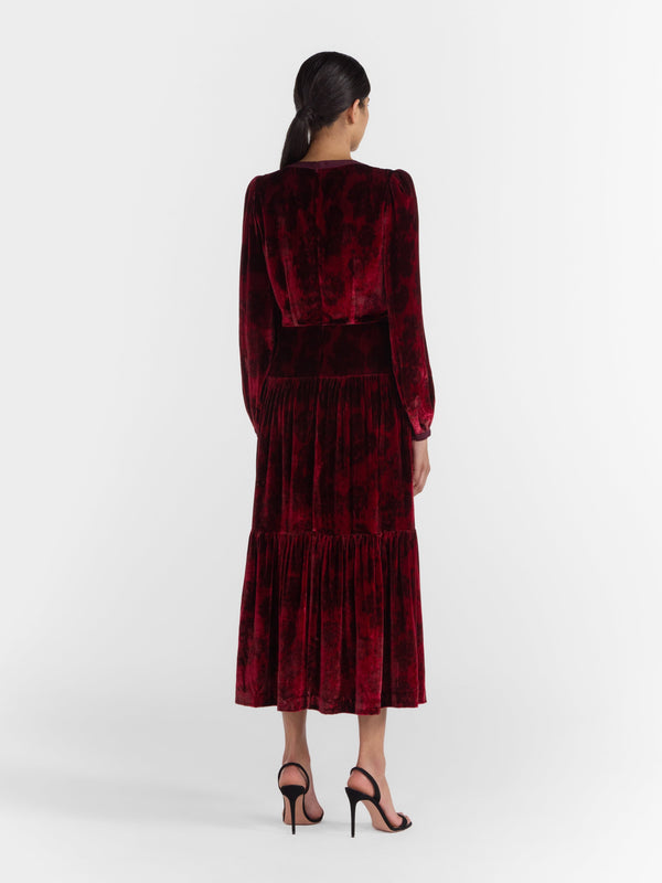 Saloni Camille Bows B Dress In Rosa Ruby Crystal Rose