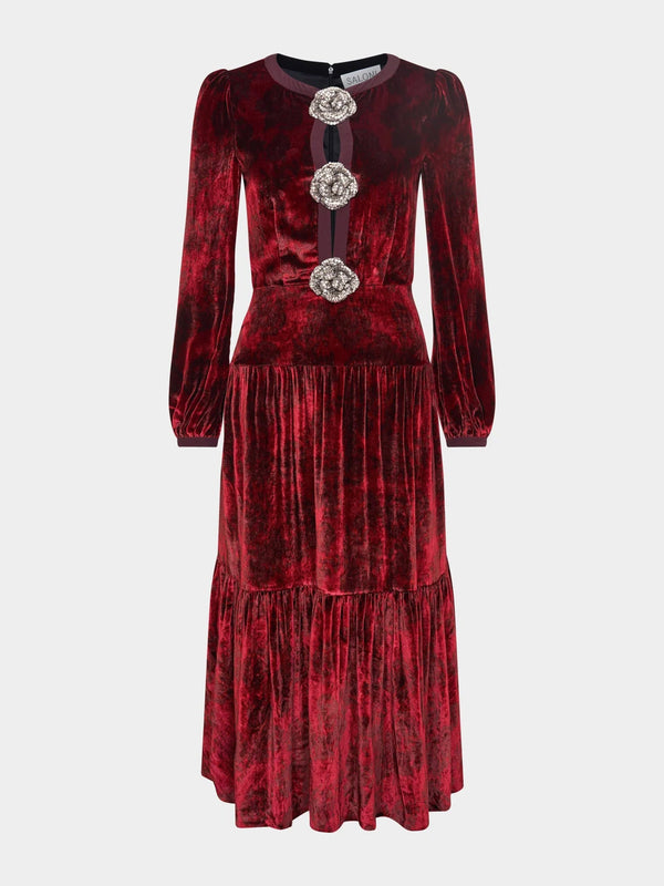 saloni Camille Bows B Dress in Rosa Ruby Crystal Rose