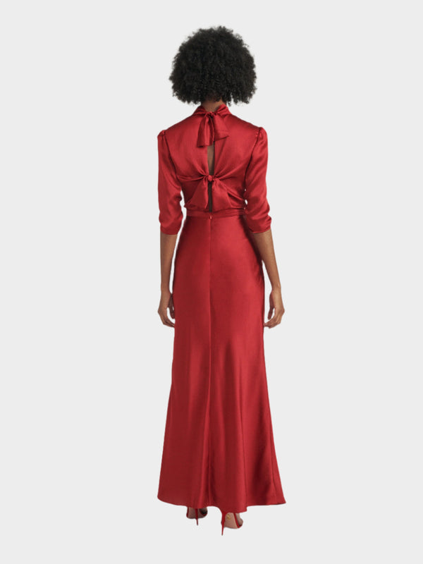 Saloni Adele Dress In Garnet Red