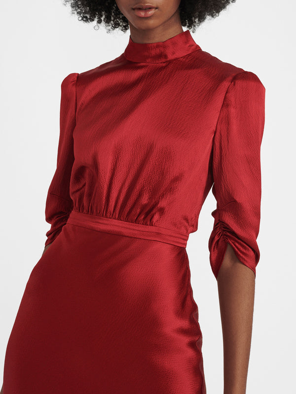Saloni Adele Dress In Garnet Red