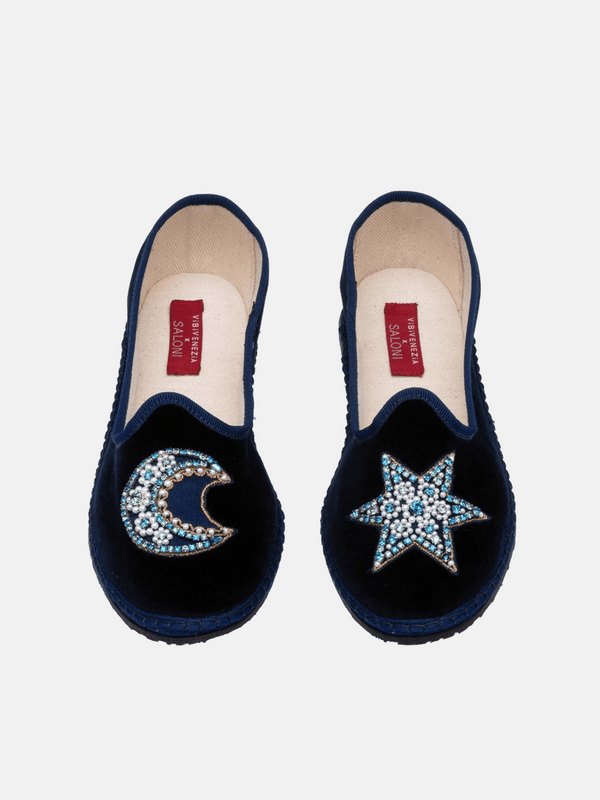 saloni Adele Navy Moon & Star Embroidery