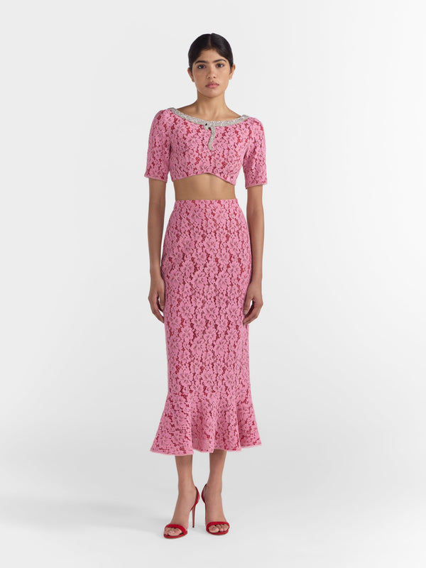 Saloni Aidan Skirt In Valentine Pink