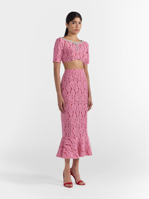 Saloni Aidan Skirt In Valentine Pink