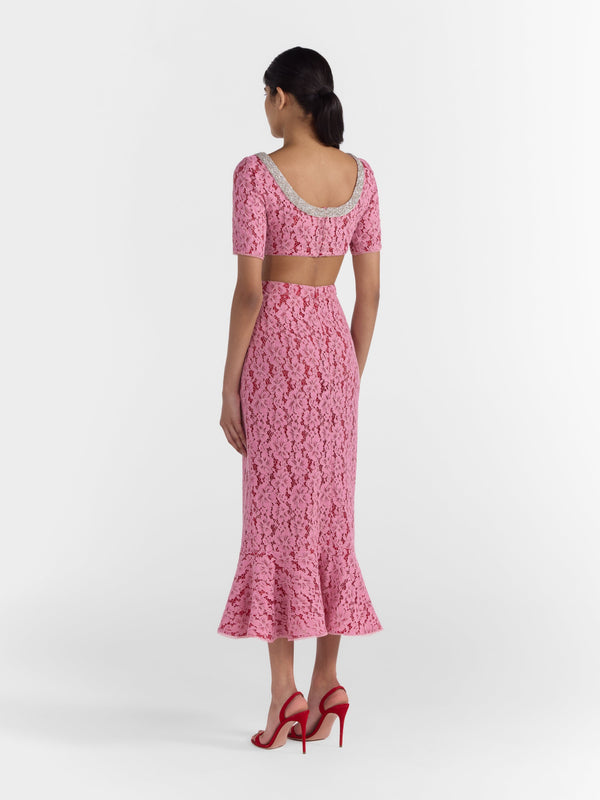 Saloni Aidan Skirt In Valentine Pink
