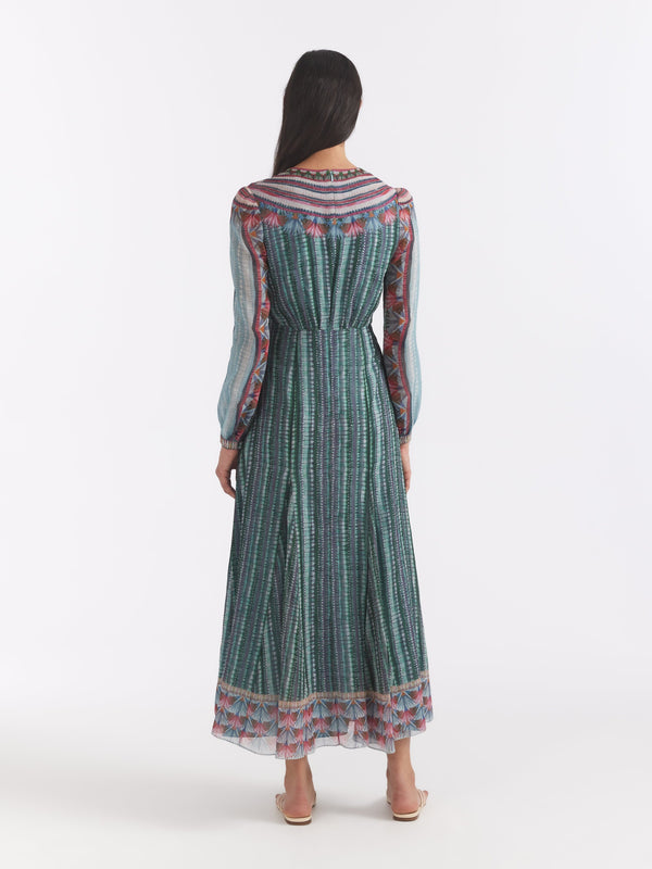 Saloni Annabel B Dress In Lotus Border