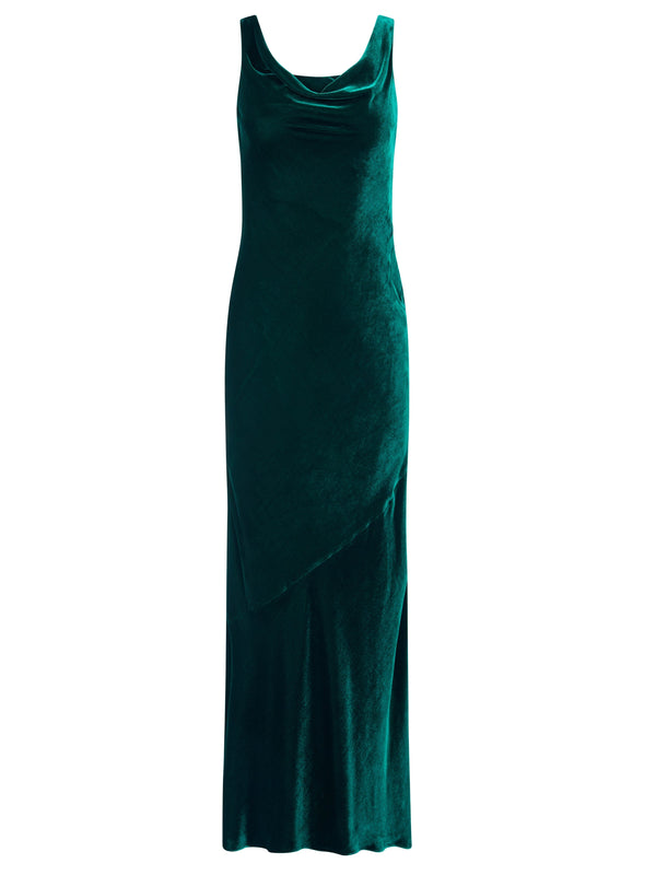 saloni Asher Long Dress in Racing Green
