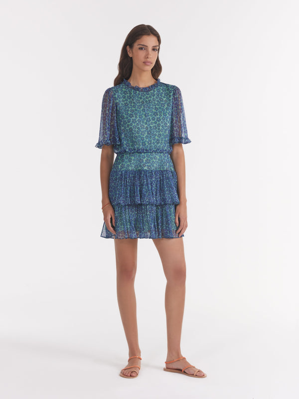 Saloni Ava D Dress In Acacia Teal Small