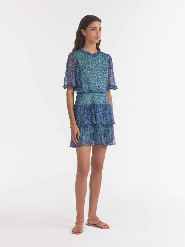 Saloni Ava D Dress In Acacia Teal Small