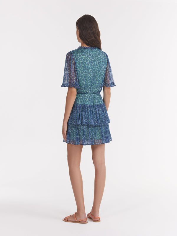 Saloni Ava D Dress In Acacia Teal Small