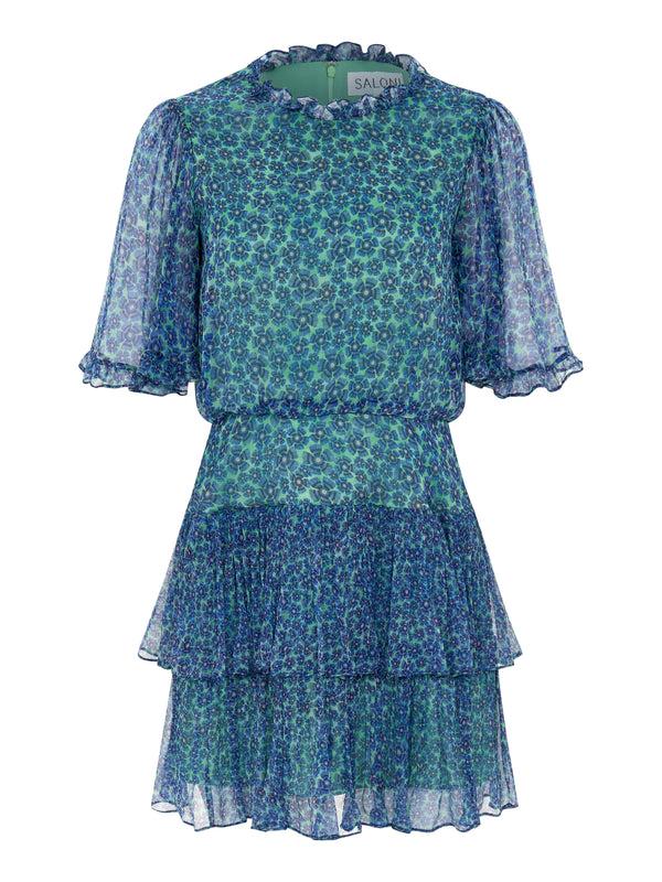 saloni Ava D Dress in Acacia Teal Small