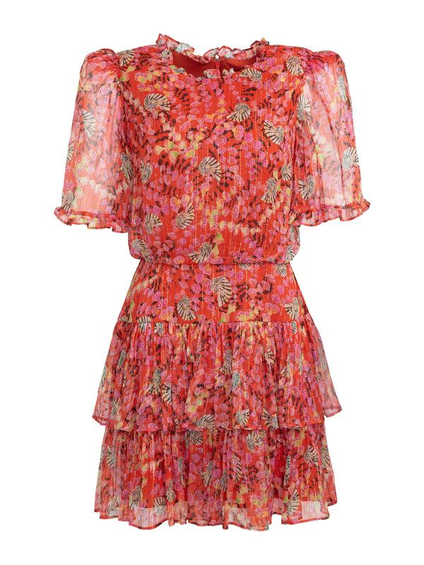 saloni Ava D Dress in Sandstone Rouge