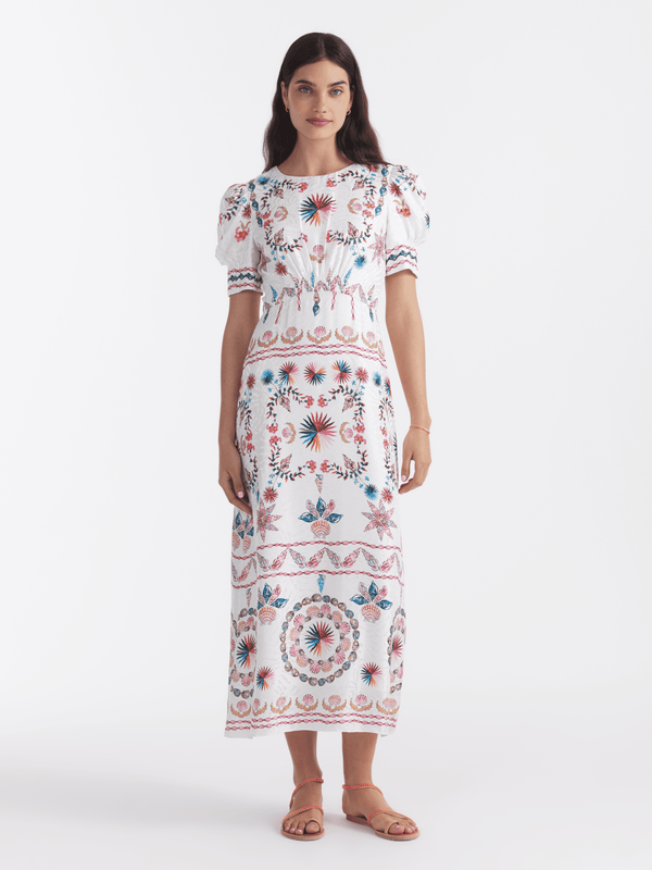 Saloni Bianca Dress In Shell Grotto
