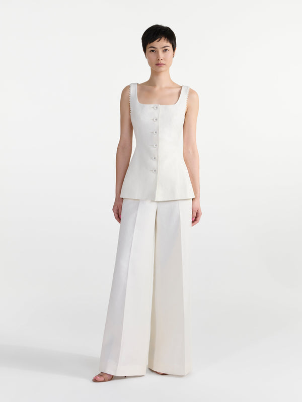 Saloni Bibba Sleeveless Jacket In Cream