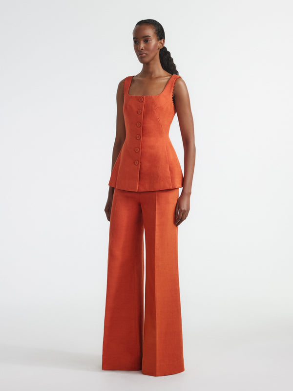 Saloni Bibba Sleeveless Jacket In Terracotta