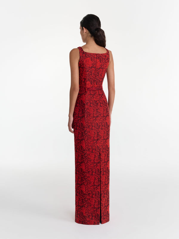 Saloni Bora Long Dress In Scarlet Rose