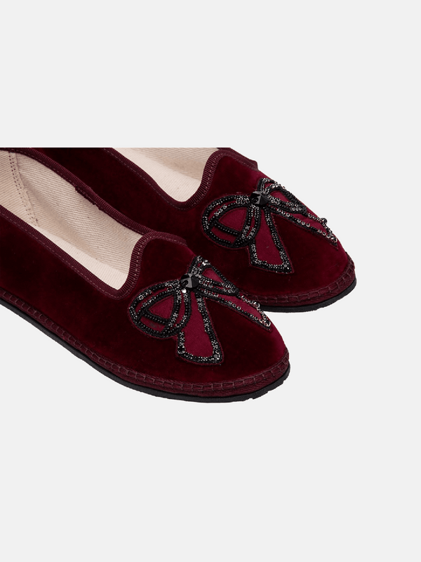 Saloni Camille Bordeaux Bow Embroidery