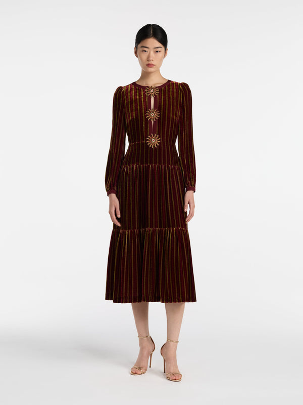 Saloni Camille Bows B Dress In Pothos Chartreus