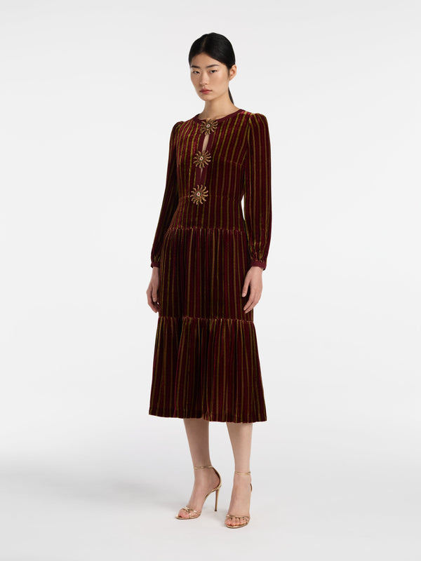 Saloni Camille Bows B Dress In Pothos Chartreus