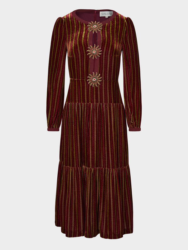 saloni Camille Bows B Dress in Pothos Chartreus