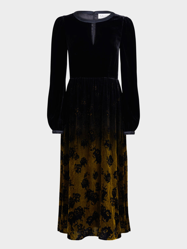 saloni Camille E Dress in Golden Rosebay