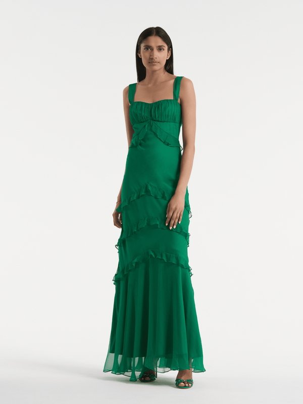 Saloni Chandra Dress In Emerald Green