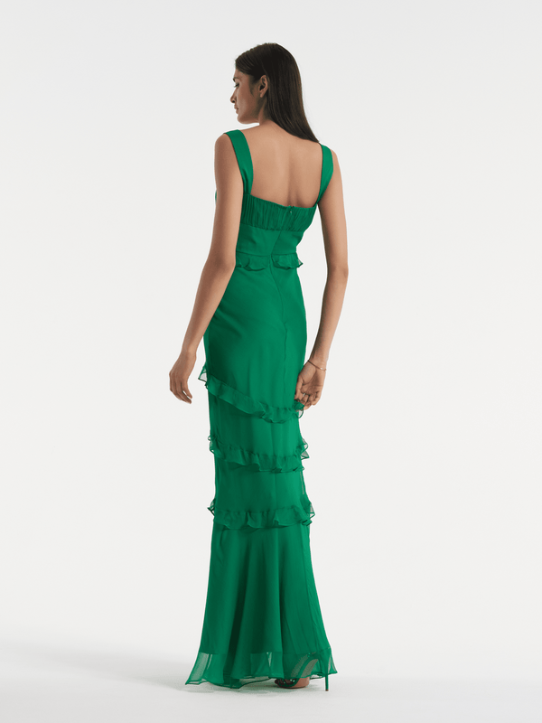 Saloni Chandra Dress In Emerald Green