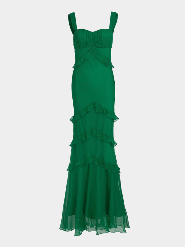 saloni Chandra Dress in Emerald Green