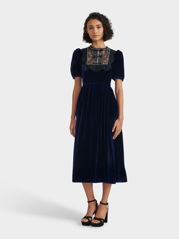 Saloni Cherie Dress In Sapphire