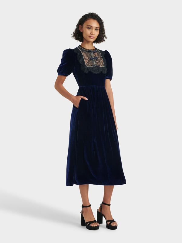 Saloni Cherie Dress In Sapphire