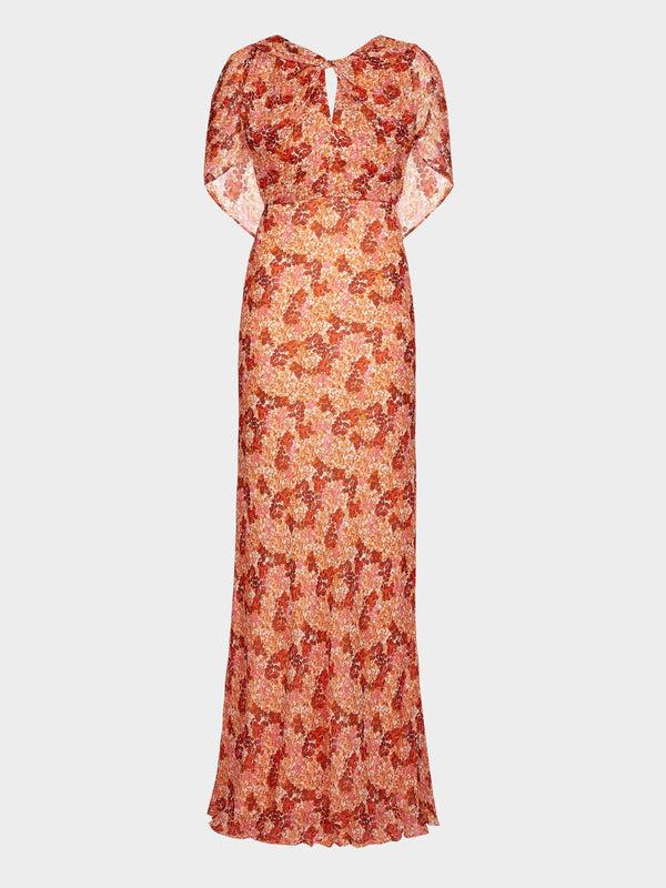 saloni Claudia Cape Dress in Florentina Mandarin