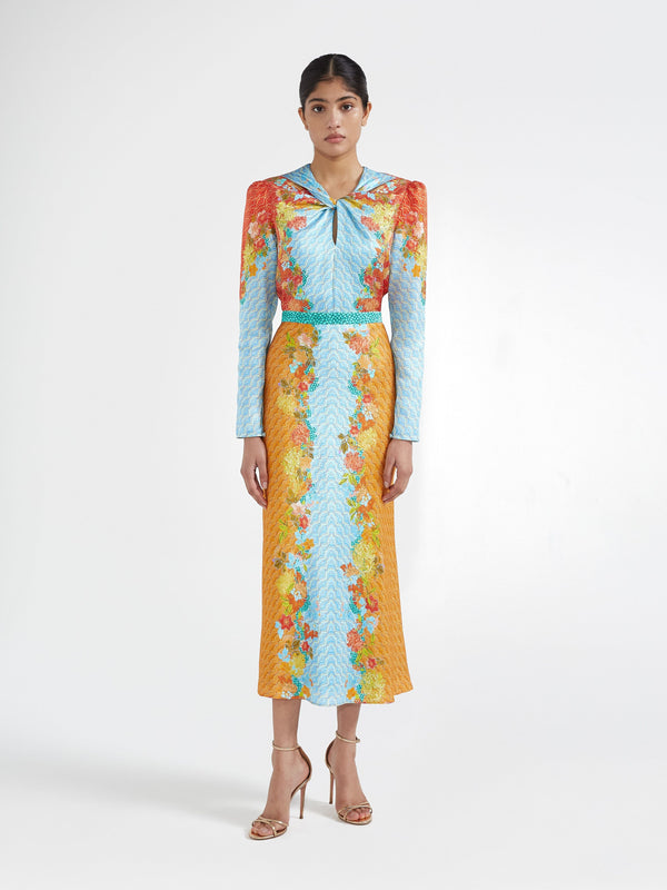 Saloni Claudia Midi Dress Florentina Cloud