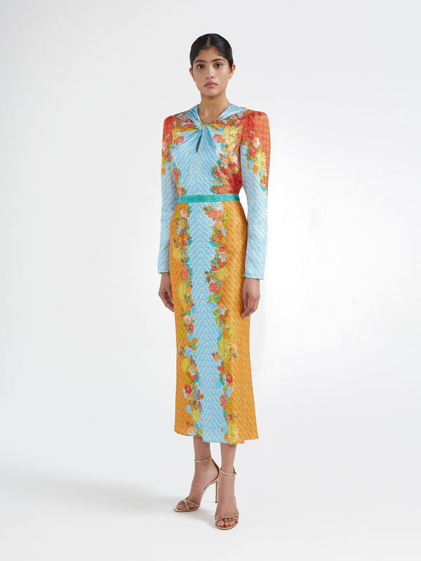 Saloni Claudia Midi Dress Florentina Cloud