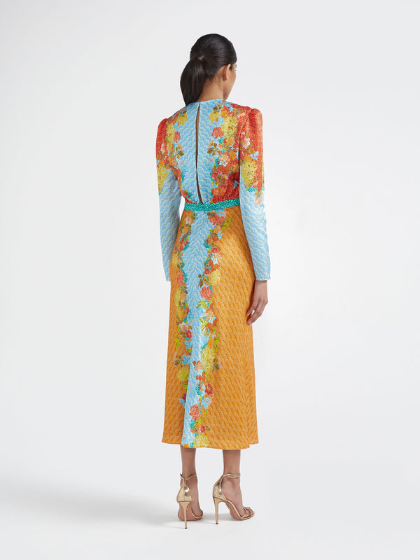 Saloni Claudia Midi Dress Florentina Cloud