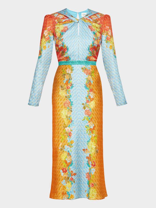 saloni Claudia Midi Dress Florentina Cloud