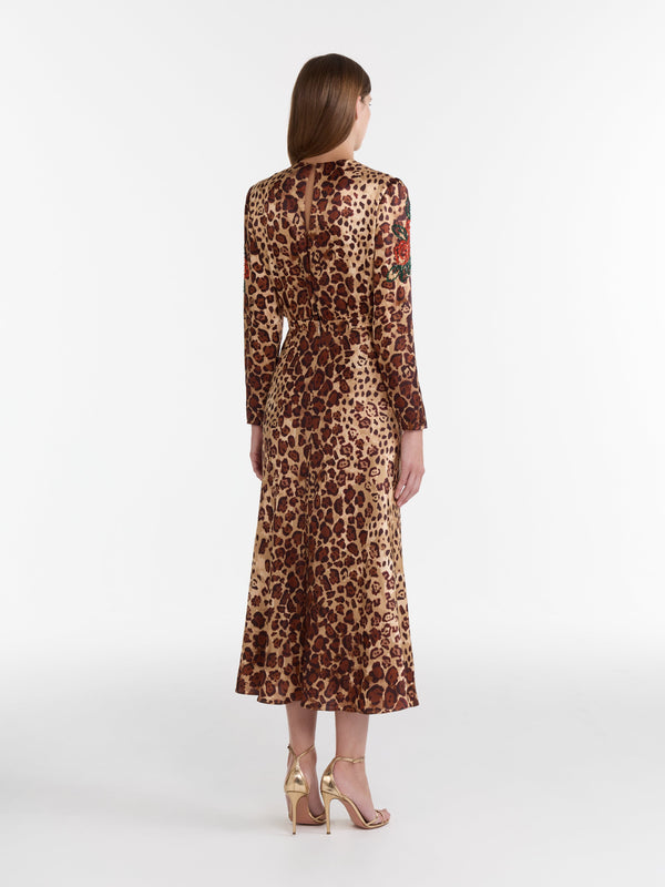 Saloni Claudia Midi Dress In Cheetah Petal